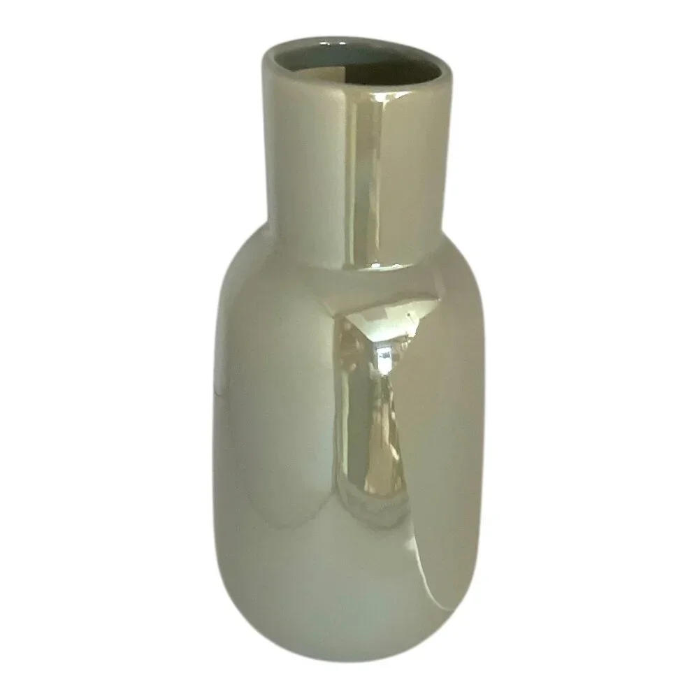 IKEA Modern Minimalist Ceramic Vase Glossy Gray Bottle Vase Scandinavian Decor 1